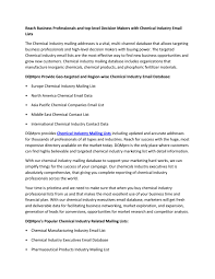 Pharmaceutical chemicals mail / pharmaceutical chemicals. Chemical Industry Mailing List Chemical Industry Mailing Database By Dqmpro Issuu