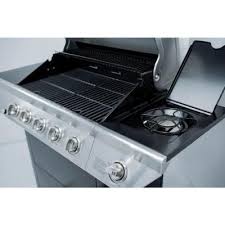 The nexgrill is a generic model that lands dead center in our evaluation of the best gas grills. Nexgrill 5 Burner Propane Gas Grill In Black With Stainless Steel Control Panel And Side Burner 720 0888 The Home Depot Propane Gas Grill Outdoor Cooking Table Gas Grill