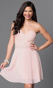 Light Pink Strapless Beaded Bodice Homecoming Dress Short Pink Party Dresses Cute Dresses For Party Beaded Dress Short