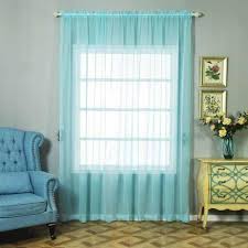 Each blue backdrop curtain measures 59 wide x 120 height(5ft x 10ft). Pack Of 2 52 X108 Baby Blue Organza Grommet Sheer Curtains Panels Efavormart