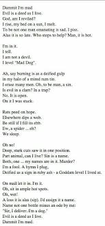 A Palindrome Poem Poems Evil Deed Im Mad