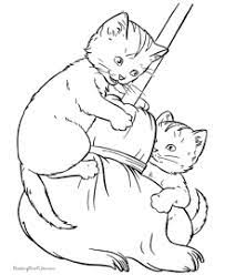 Little cute baby tiger lays on the tree branch and smiles. Cat Coloring Pages Free And Printable
