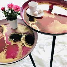 Sustainably sourced live edge local hardwood boards (usually elm or oak) with cracks or holes which are then infilled with resin. Resin Coffee Table Small