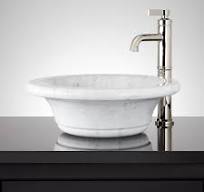 Rue Curved Marble Vessel Sink - Carrara