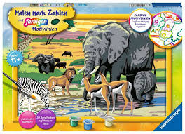 Die konzentration, die bei dem genauen ausmalen der nummerierten felder gefragt ist, lässt kinder entspannen. Tiere In Afrika Malen Nach Zahlen Malen Und Basteln Produkte Tiere In Afrika