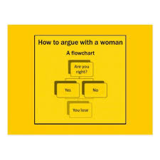 Flow Chart Women Win Lose Right Wrong Funny Humore Postcard