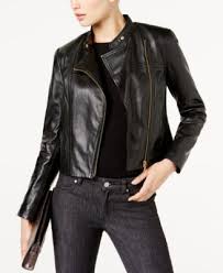 Michael Kors Leather Moto Jacket Regular Petite Sizes Reviews Jackets Blazers Women Macy S Blazer Jackets For Women Moto Jacket Leather Moto Jacket