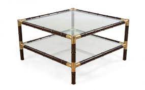 − + only 1 items in stock! Faux Bamboo Glass Square Coffee Table