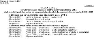 » prima pagină » simulare. Ultima OrÄƒ Calendarul SimulÄƒrilor De Evaluare NaÈ›ionalÄƒ 2021 È™i Bac 2021 A Fost Publicat In Monitorul Oficial Vezi Materia Din Care Vor Fi TestaÈ›i Elevii Edupedu Ro