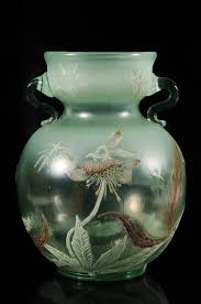 12 Emile Galle 1846 1904 Important Vase En Verre Ver Green Glass Vase Art Glass Vase Glass Artwork