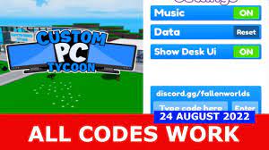 ALL CODES WORK* [PART 2] Custom PC Tycoon! ROBLOX | 24 AUGUST 2022 - YouTube