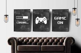 Gaming Wall Art Set Of 3 Gaming Prints Set Video Game Print Gaming Room Decor Printable Wall Art Video Game Party Video Game Poster In 2021 Gaming Wall Art Boys Game