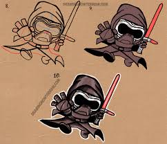 How To Draw Cute Chibi Cartoon Kylo Ren From Star Wars The Force Awakens How To Draw Step By Step Drawing Tutorials Cute Drawings Star Wars Fan Art Cute Chibi