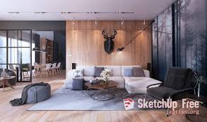 756 Interior Scene By Cuong Le Sketchup Model Free Download Living Room Spaces Interior Living Room Interior