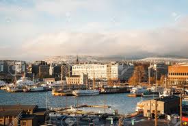 The country shares borders with sweden, finland, and russia while denmark lies across the skagerrak strait to the south of the country. Oslo Skyline With Port In Winter Time Norway Stock Photo Picture And Royalty Free Image Image 47880377