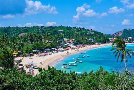 Unawatuna Beach sheltered bay coral reef snorkelling south coast Sri Lanka