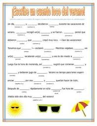 Summer Story Mad Lib In Spanish Spanish Classroom Activities Learn Spanish Online Spanish Activities