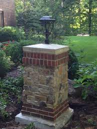 Built A Light Post This Week For Very Happy Clients Brick Match The Mailbox And Stone Match Boulders In Landscaping Post Lights Brick Columns Outdoor Lighting