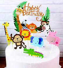 Product title jungle party animal foil balloons zoo animal jungle theme birthday party decoration kids birthday balloons cake topper;jungle party animal theme kid birthday party decor cake topper foil balloon. B Ful 29 Pcs Jungle Marine Farm Animal Cake Decorations Cupcake Topper For Wedding Baby Show Kid Birthday Party Amazon In Grocery Gourmet Foods