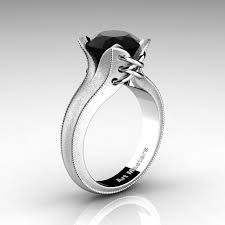 Near black round diamond 0.45ct beauty engagement ring 14k white gold plated. Forever Classic 14k White Gold 3 0 Ct Black Diamond Solitaire Corset Ring R456 14kwgbd Art Masters Jewelry