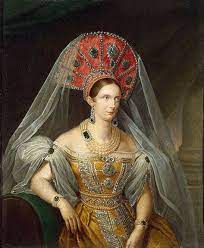 She was the wife of tsar nicholas. Alexandra Feodorovna Charlotte Of Prussia In Kokoshnik 1836 The Kokoshnik Was Included As A Part Of The Russian Alexandra Feodorovna Russian Dress Portrait
