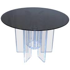 Shop lucite dining room tables and other lucite tables from top sellers around the world at 1stdibs. Heavy Massive Lucite Base Round Bronze Smoked Glass Top Dining Conference Table For Sale At 1stdibs