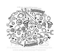 All Sports Doodle Graphic Png Transparent Background Eps Etsy Screen Printing Designs Doodles Transparent Background