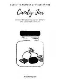 Consider the costs involved in choosing certain candies and be sure to factor them. Candy Jar Contest Printable Piano Pantry