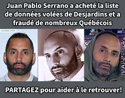🚨 RECHERCHÉ 🚨 La Sûreté du Québec demande l'aide du public pour retrouver Juan  Pablo Serrano, 39 ans, originaire de l'Équateur. Entre 2017 et 2020, il  aurait acheté des listes de données