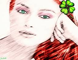 Irish Girl, sketch, Beauty, Irish Girl, Portrait, lucky clover, HD  wallpaper