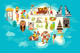 Bali Map And Bali Set Art Bali Map Art Beach Illustration