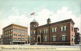 Kalamazoo Mi Post Office And Elks Temple Building German Printed Hc Leighton Card 1831 Kalamazoo Post Office Prints