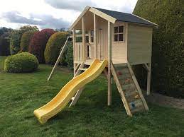 Toby Kids Playhouse With Double Swing Slide And Climbing Wall 2 1m