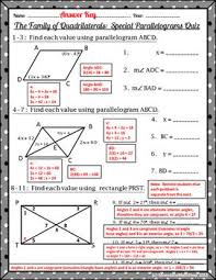 Quadrilaterals The Family Of Quadrilaterals Special Par Quadrilaterals Parallelogram Quiz