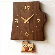 振り子時計 壁掛け おしゃれ 木製 日本製 手作り 天然木 無垢材 ふくろう かわいい 木の振り子時計 フクロウ hkp8492 振り子時計 天然木 壁掛け