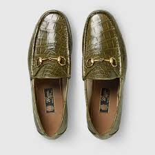 Gucci Horsebit Olive Green Croc Loafer Alligator Dress Shoes Loafers Dress Shoes Men