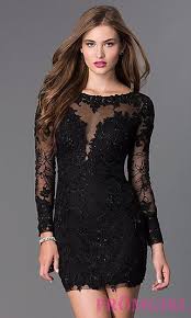 Long Sleeve Lace Dave And Johnny Short Prom Dress Black Prom Dress Short Black Lace Long Sleeve Dress Homecoming Dresses Short