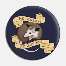 He Scream At Own Ass Possum Pin Teepublic