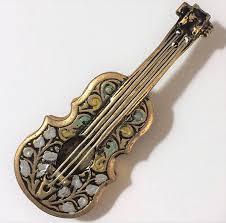 Black And Gold Jewelry From Spain Damascene Violin Viola Brooch Pin Musical Instrument Black And Gold Mid Century Spanish Jewelry Musician Gift 518 Musician Gifts Violin Jewelry
