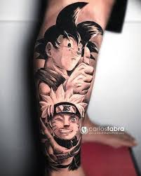 The biggest gallery of dragon ball z tattoos and sleeves, with a great character selection from goku to shenron and even the dragon balls themselves. 45 Dragon Ball Z Naruto One Piece Tattoo