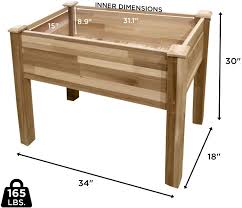 Compare click to add item 18 x 18 milkhouse metal raised garden bed/planter to the compare list. Buy Jumbl Raised Canadian Cedar Garden Bed Elevated Wood Planter For Growing Fresh Herbs Vegetables Flowers Succulents Other Plants At Home Great For Outdoor Patio Deck Balcony 34x18x30 Rdquo