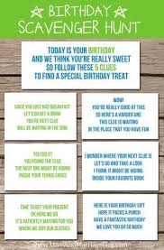 Diy Birthday Scavenger Hunt For Boyfriend Birthday Scavenger Hunt With Free Printables Scavenger Hunt Birthday Birthday Surprise Kids Boyfriend Scavenger Hunt