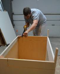 apron sink base before installation