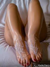 Porn image of 20 cum on feet femdom nude footjob realistic art foot fetish  close up created by AI