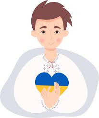 Ukrainian guy with yellow-blue heart 6944863 Vector Art at Vecteezy