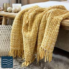 Maybe you would like to learn more about one of these? Luxury Soft Woven Knitted Thick Ochre Yellow Mustard Sofa Blanket Throw Fringed Ebay