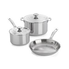 Le Creuset Signature Stainless Steel 5 Piece Cookware Set Reviews Crate And Barrel In 2020 Cookware Set Cookware Set Stainless Steel Induction Cookware