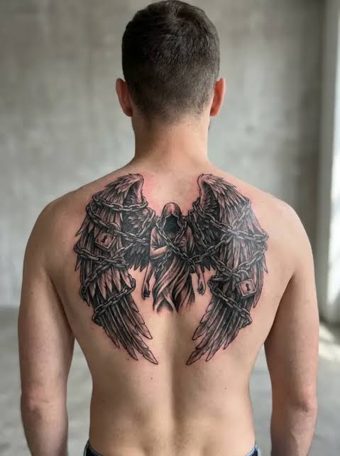21 Dark Angel Tattoo Ideas with Mysterious Bold Style
