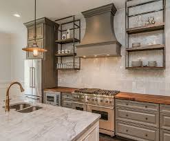 In either scenario, you should affix the butcher block to the cabinets using a flexible kitchen and bath sealant. Gray Kitchen Cabinets With Butcher Block Top Vintage Kitchen