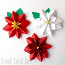 Easy Paper Flowers Poinsettia Red Ted Art Make Crafting With Kids Easy Fun Easy Paper Flowers Christmas Flowers Diy Paper Flowers Diy